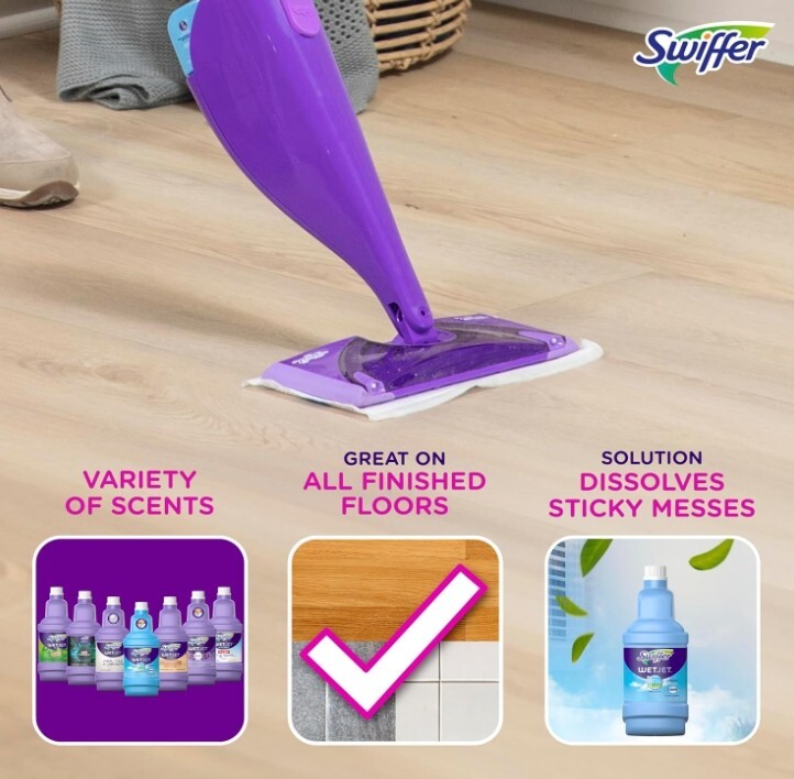 Swiffer WetJet Floor Cleaner Refill, Lavender Scent, 1.25L-42.2 Fl Oz, Pack of 2