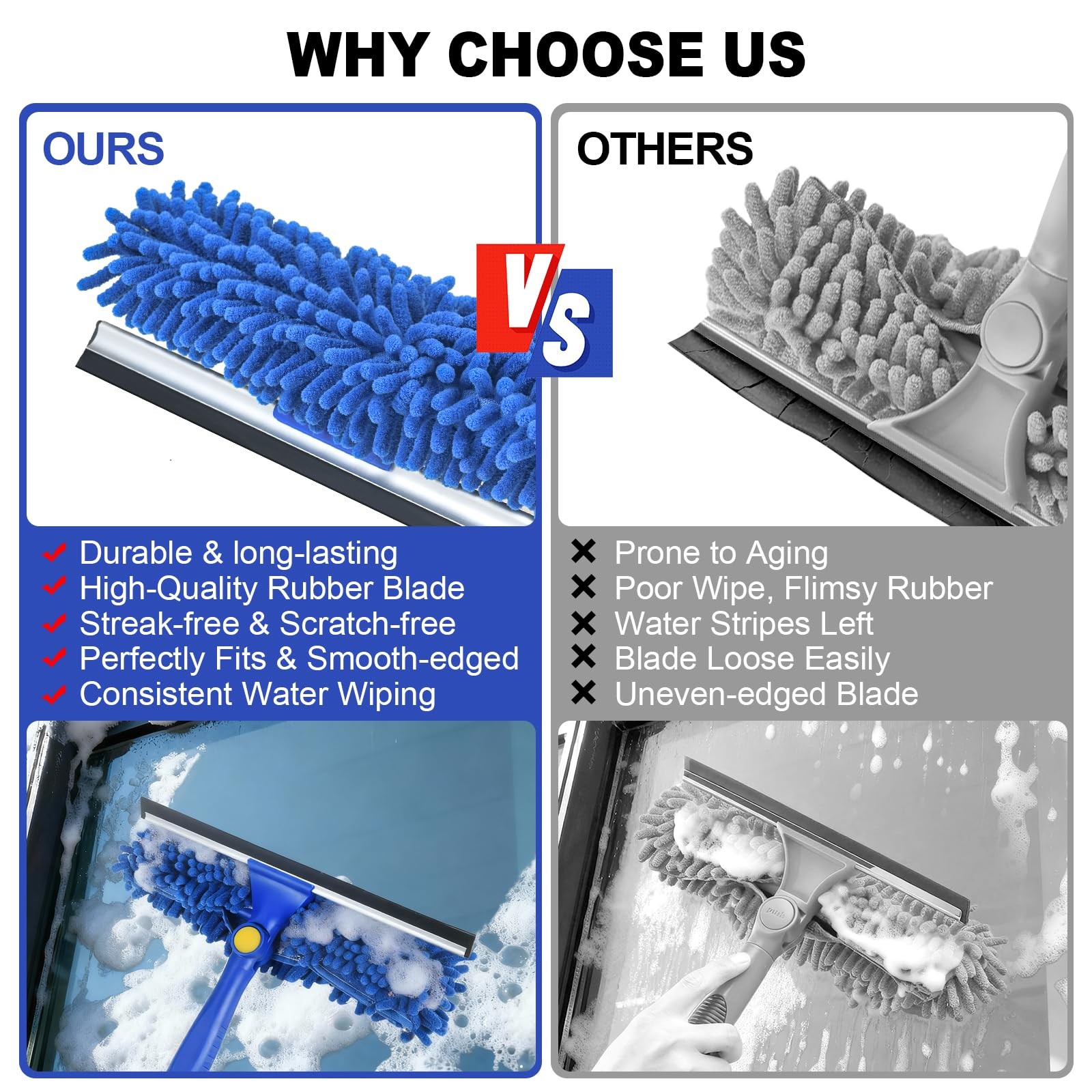 4-in-1 Squeegee for Window Cleaning Kit with Storage Bag, 79” Squeegee Windo…