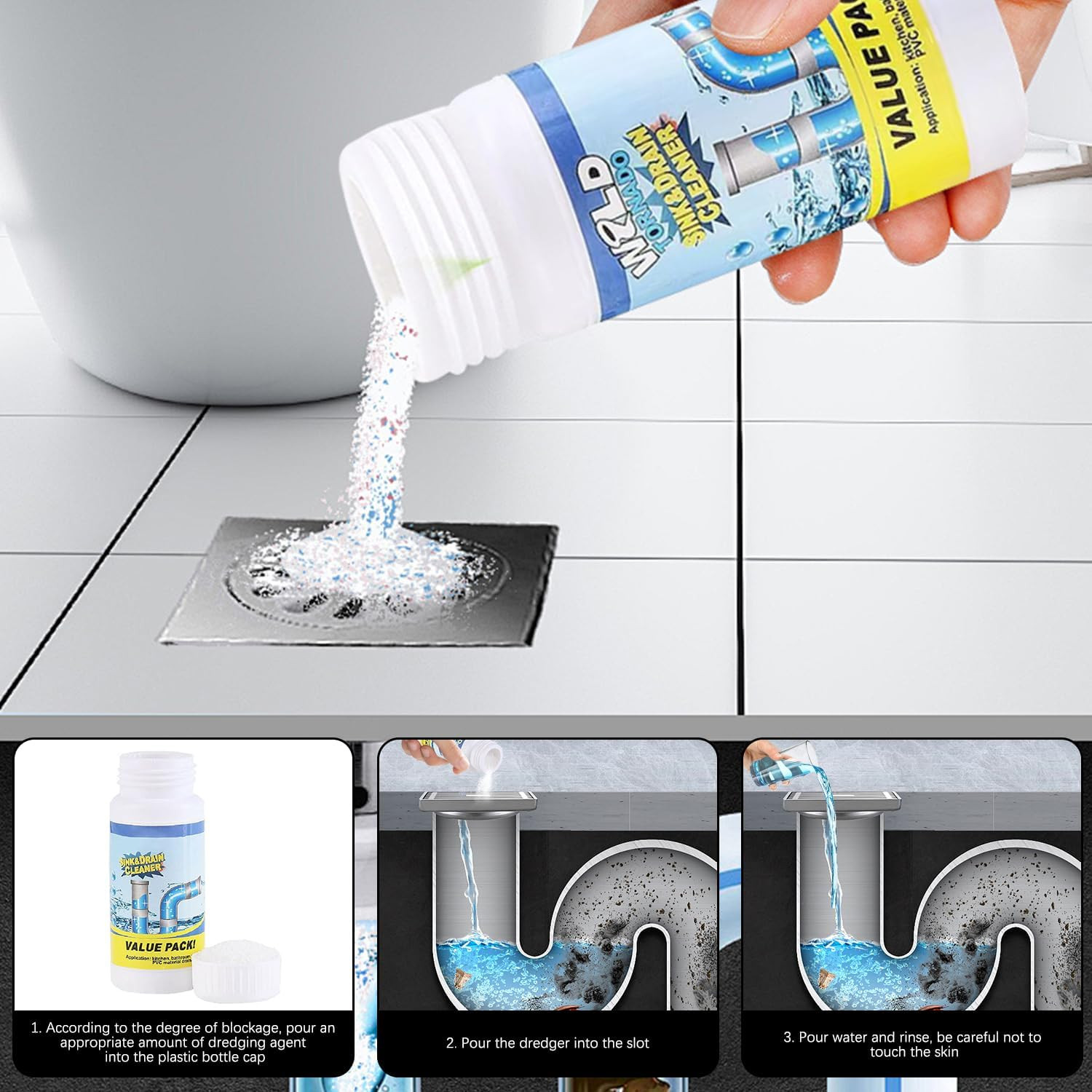 2Pc Wild Sink and Drain Cleaner – Fast Foaming for Kitchen & Pipes