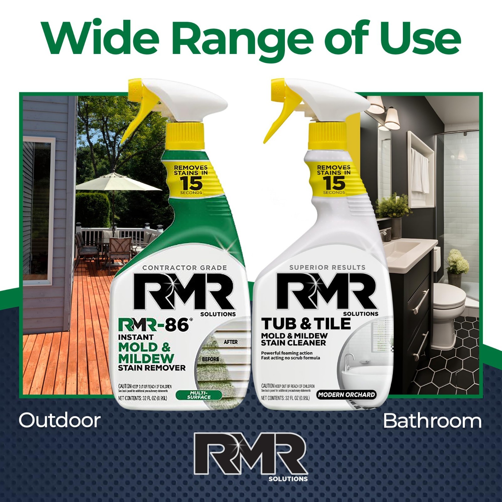 Mold & Mildew Stain Remover Spray Kit – No-Scrub Tub & Tile Cleaner, 2x32oz