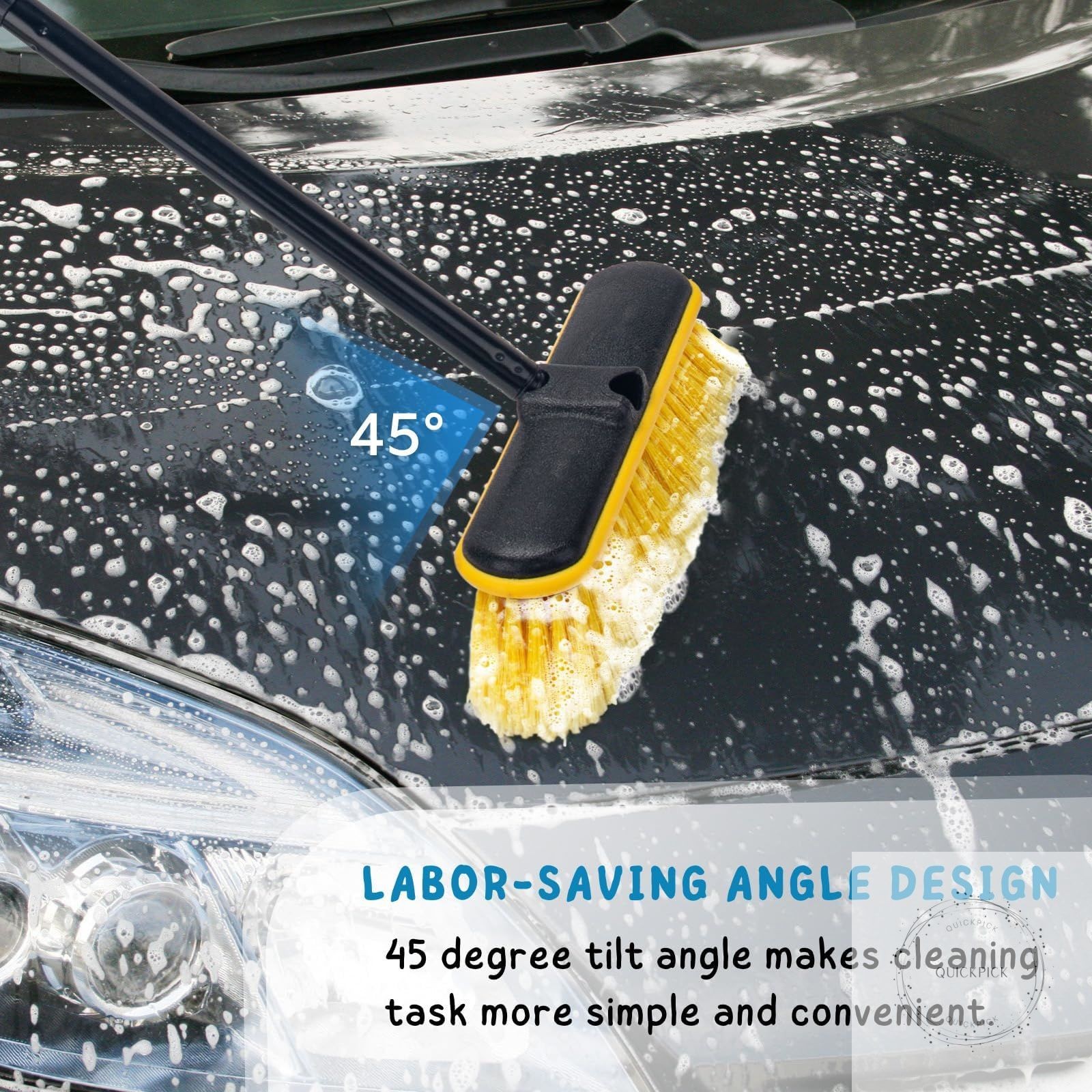 Car Wash Brush with Long Handle, 55” Vehicles Exterior Washing Supplies, Soft