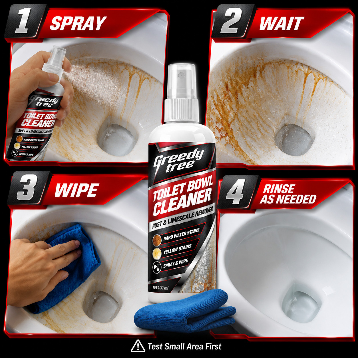 Yellow Toilet Stain Remover Spray with Towel for Easy Wipe Cleaning