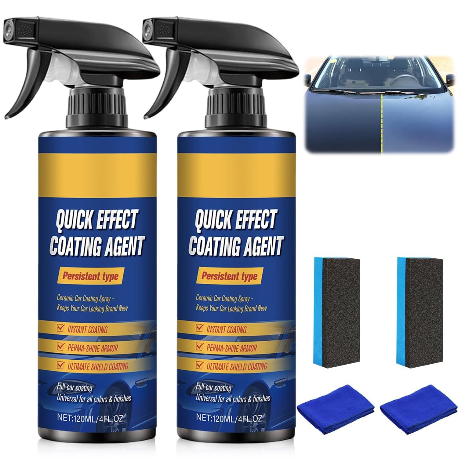 2Pcs Advanced Car Quick-Acting Coating Agent Spray, Car Scratch Wax Polish Quick