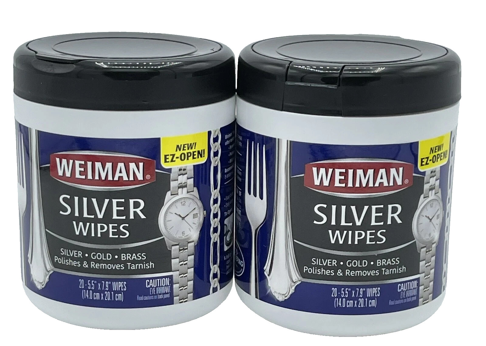 2 Pack Weiman Jewelry GOLD BRASS SILVER WIPES Polish Removes Tarnish 20ct each