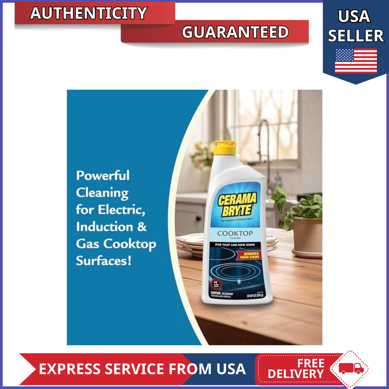 Cerama Bryte Cooktop Cleaner for Glass-Ceramic Surfaces, 18 oz, 2 Pack
