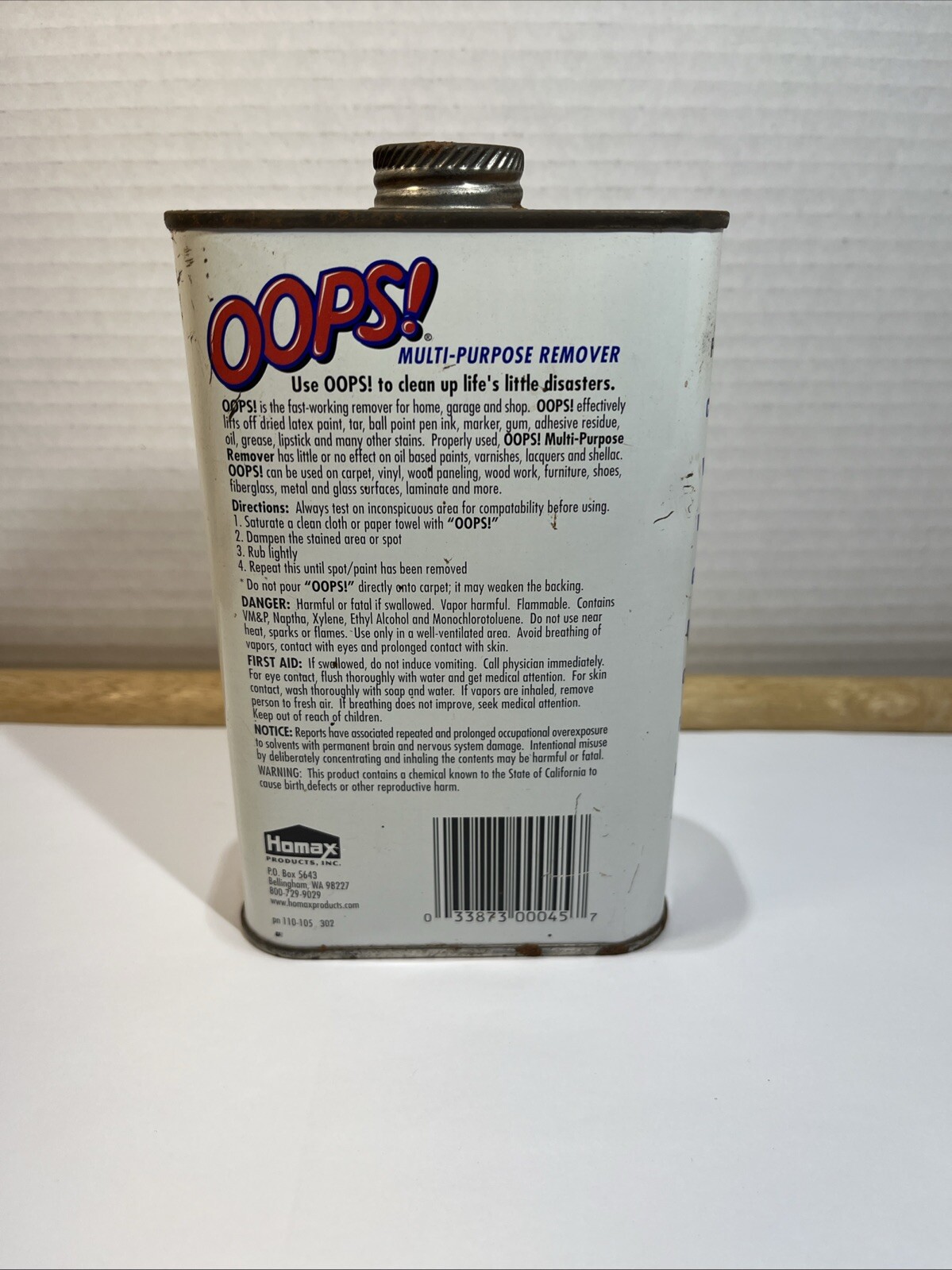 Oops! Remover – 1 Pint (16oz) Tin Can DISCONTINUED! Original Formula-READ-