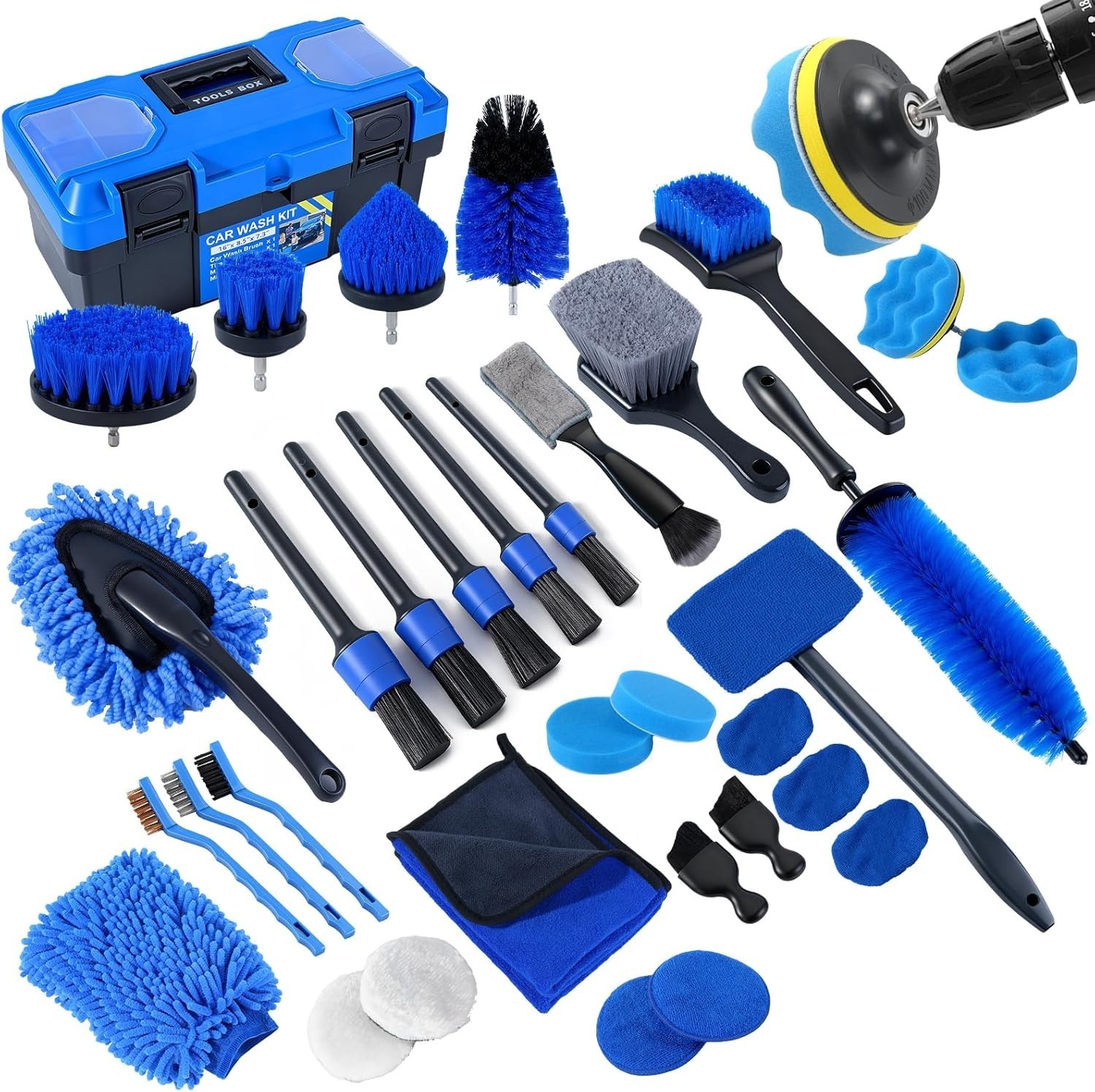 Car Detailing Brush Set 36 Pieces Auto Interior Exterior Wheel Cleaning Kit
