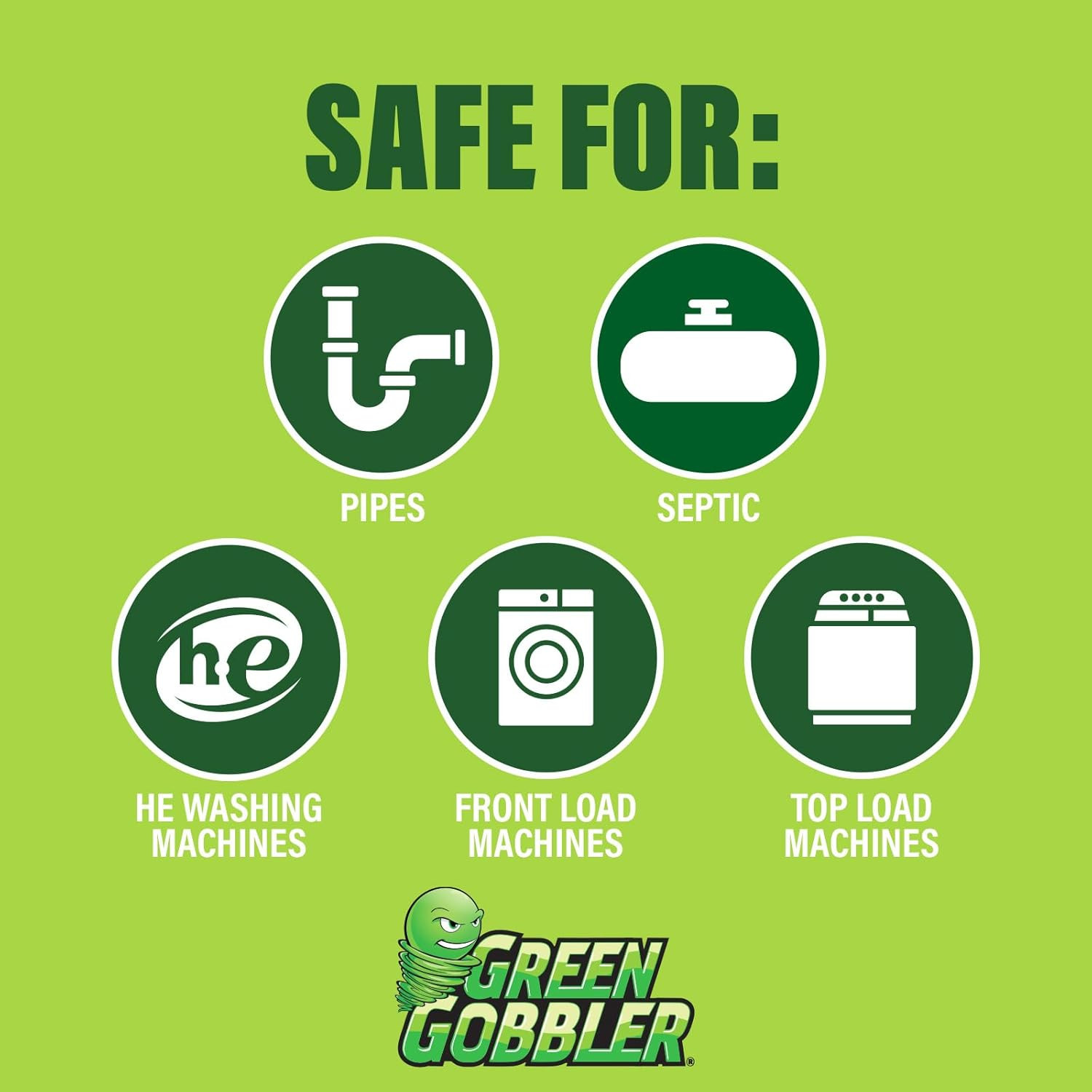 Green Gobbler Premium Washing Machine Cleaner & Deodorizer Tablets with Pipe, Dr